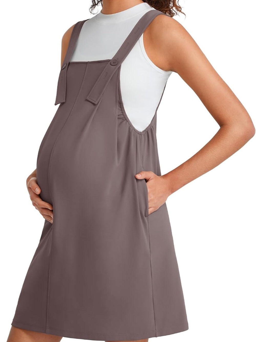 Maternity Overall Dress - Taupe